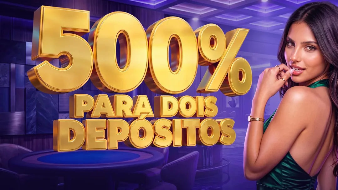 Banner do bônus de boas-vindas de 500% para dois depósitos da TopX