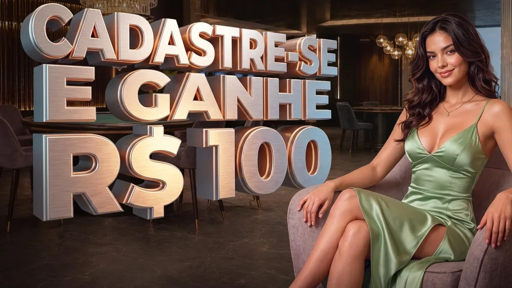 Banner da TopX com a oferta de R$100 no cadastro